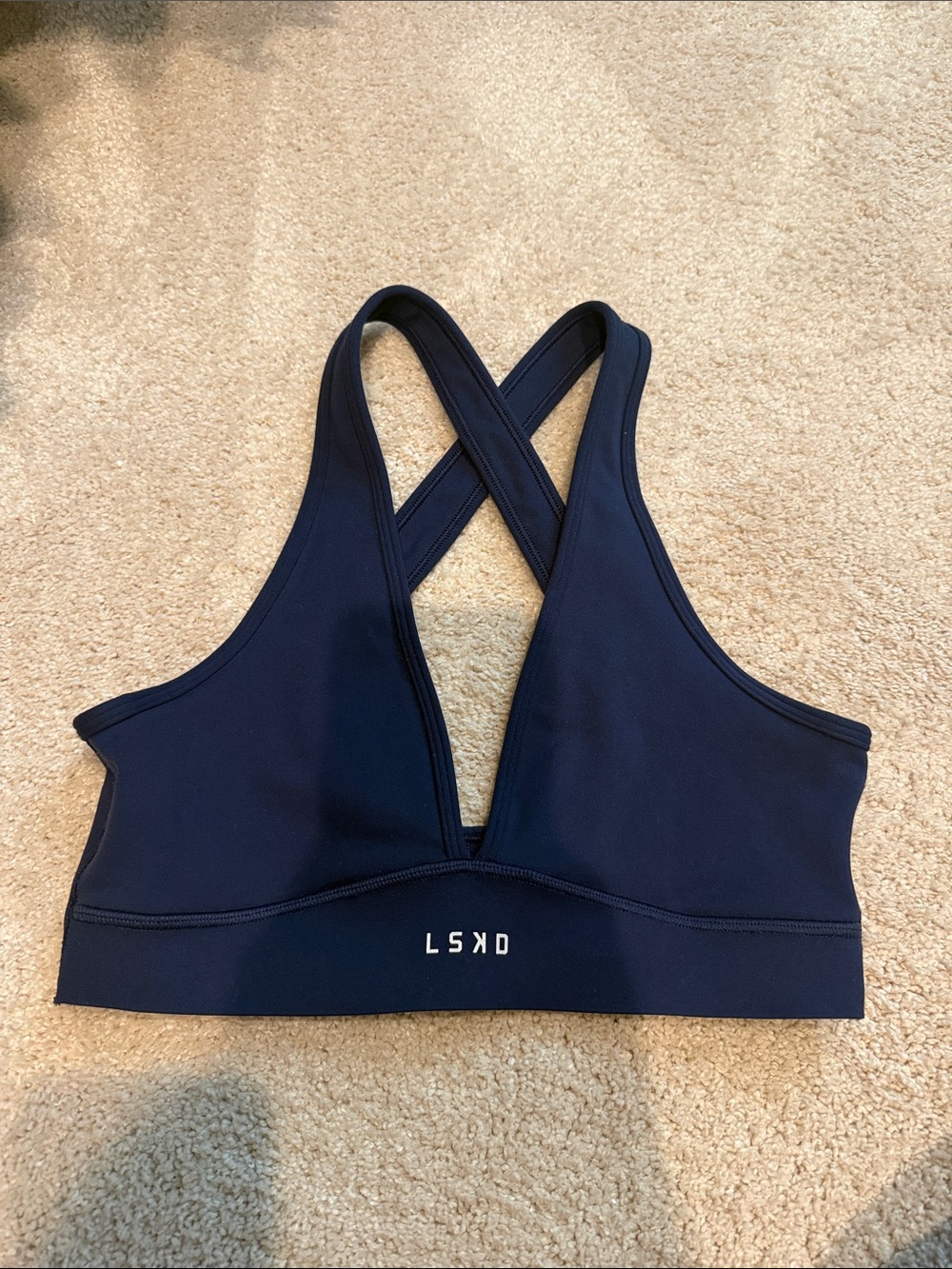 LSKD Women's Deep Navy Cross-Back Sports Bra